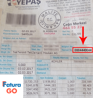 çalık yepaş elektrik fatura örneği