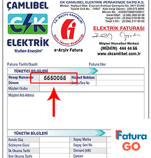 ck çamlibel elektrik fatura örneği