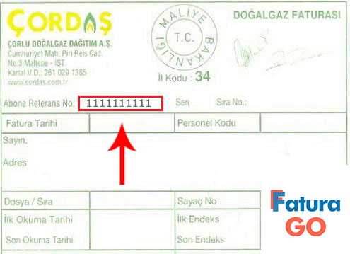 çordaş çorlu doğalgaz fatura örneği