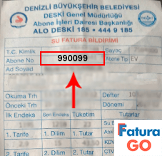 deski denizli su fatura örneği