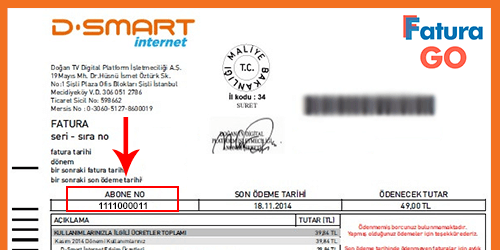 D-Smartnet İnternet Fatura Örneği