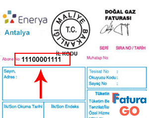 enerya antalyagaz doğalgaz fatura örneği