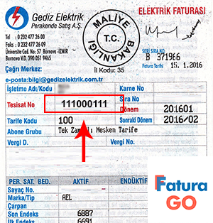 gediz elektrik fatura örneği