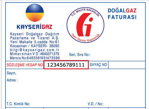 Kayserigaz Fatura Örneği