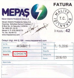 Mepaş Fatura Örneği