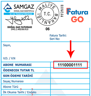 samgaz samsun doğalgaz fatura örneği