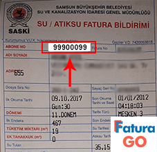 saski samsun su fatura örneği