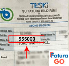 teski tekirdağ su fatura örneği