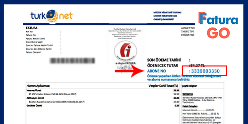Türknet Fatura Örneği