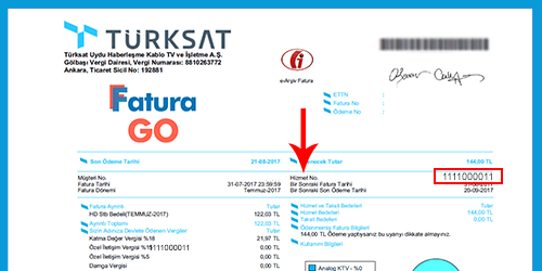 Türksat Kablo Tv Fatura Örneği